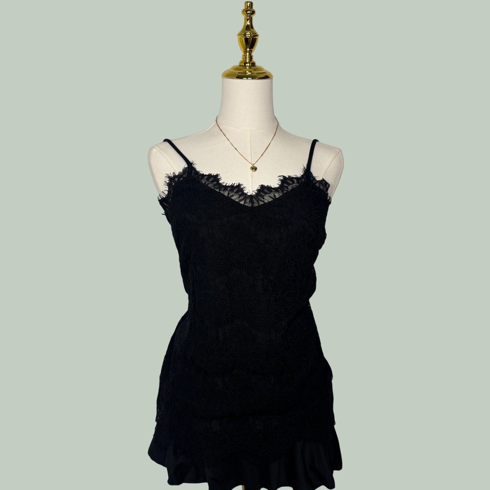 monteau los angeles black lace camisole blouse going out y2k coquette chic goth